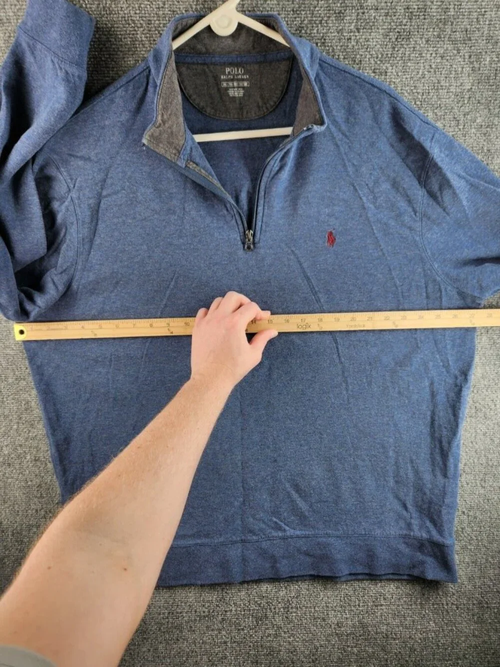 Polo Ralph Lauren 1/4 Zip Pullover Sweater Blue Long Sleeve Cotton Blend XXL MEN